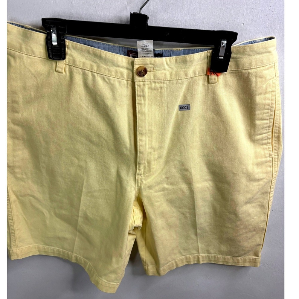 Chaps Mens Yellow Chino Shorts Size 36 Flat Front 100% Cotton Twill Preppy Casua